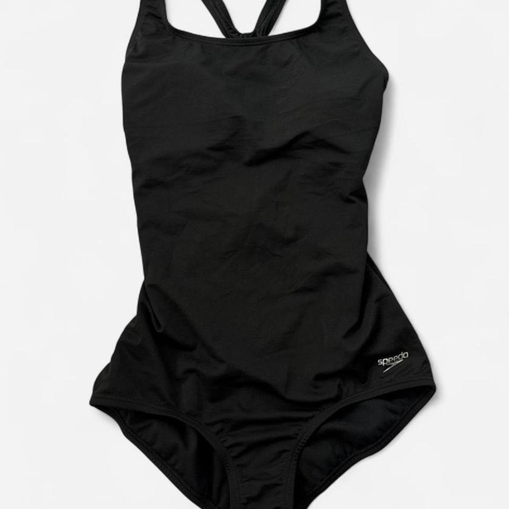 Speedo black one piece swimsuit size 6  0081